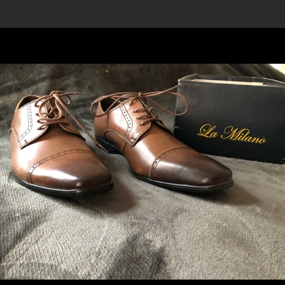 Men’s caped toe la Milano Oxford dress shoes - Picture 1 of 11